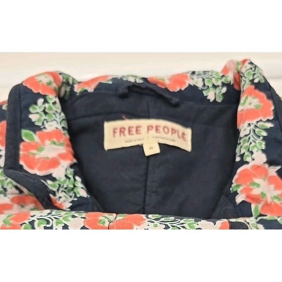 Free People Chloe Floral-Print Quilted Cotton Jacket Blue M Cottagecore Y2K - Picture 7 of 9
